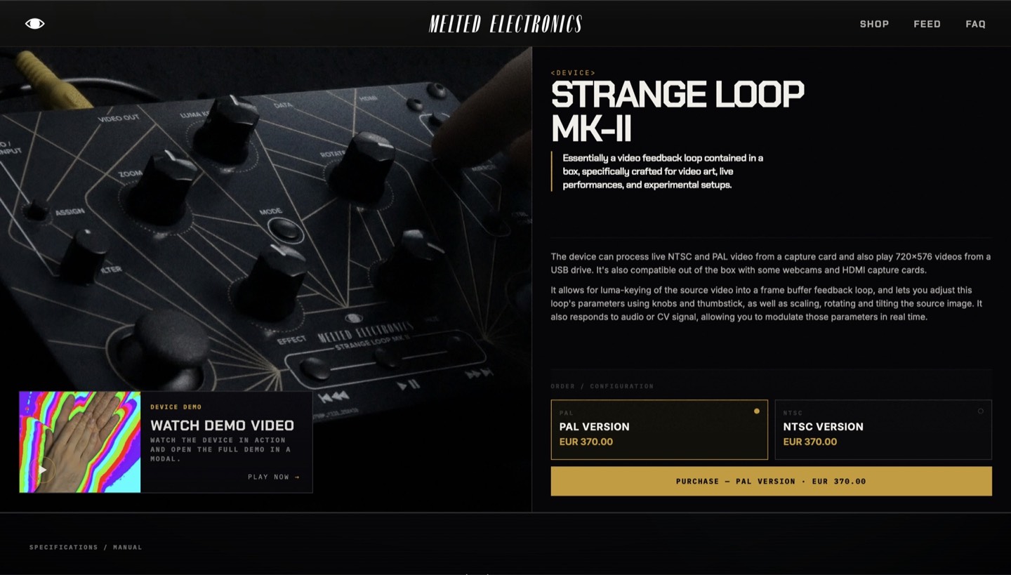 Melted Electronics desktop product page.